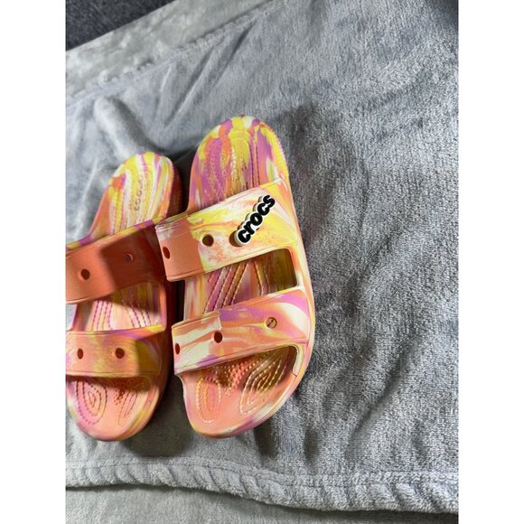 Crocs womens 6 sandels pink -yellow-orange open toe - Picture 3 of 16
